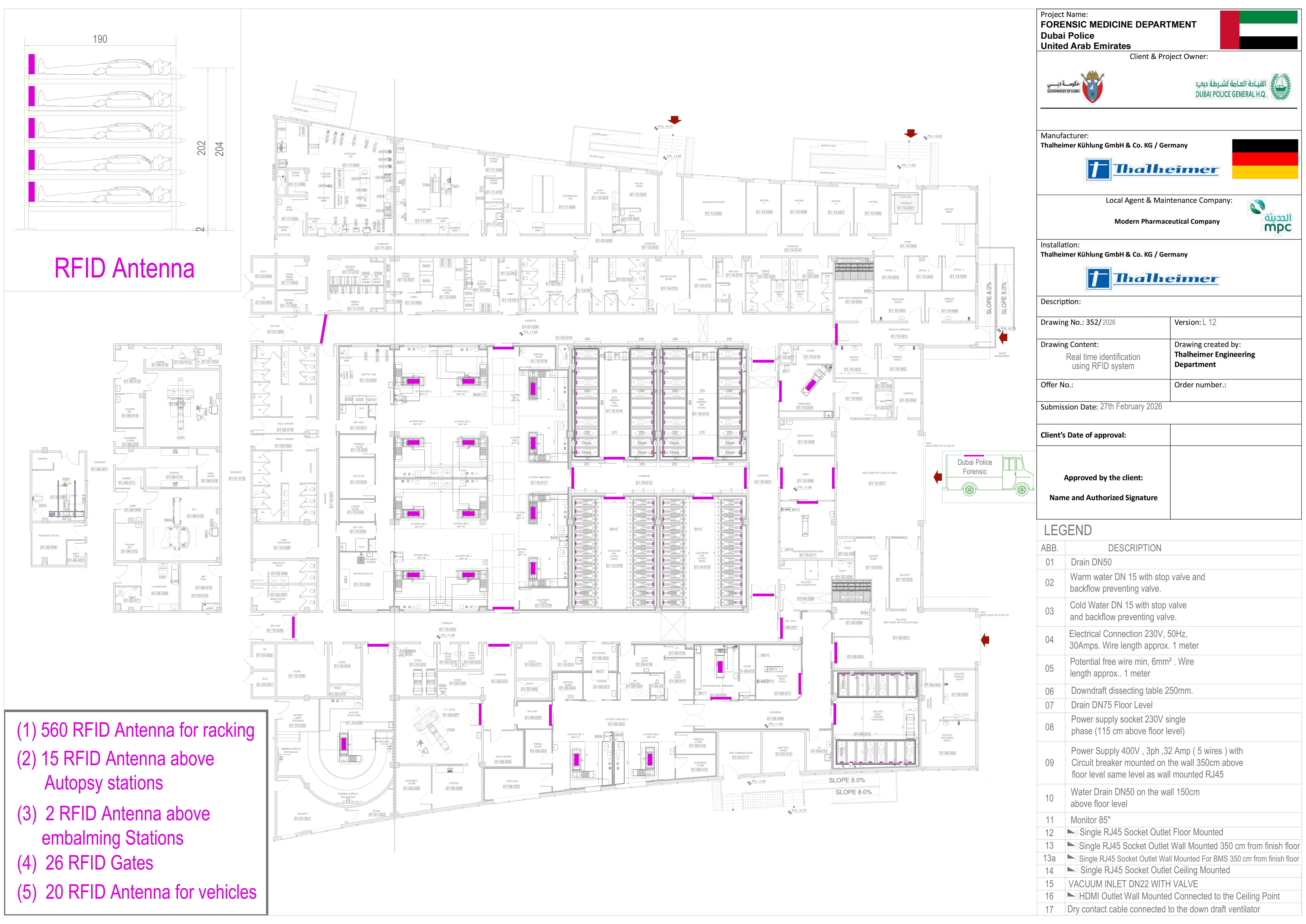 Forensic Medicine Department floor plan — Thalheimer L12 drawing